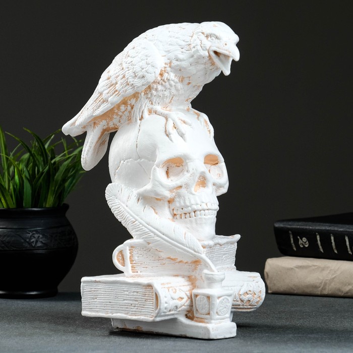 Фигура "Череп с вороном" бежевый камень, 28см (арт. 7582713) по ...