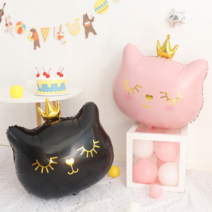Воздушные шары фольгированные 18" «Кошечка-королева чёрная»