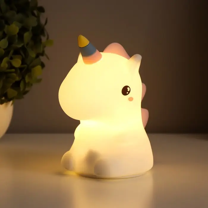 Фигурка светящаяся RISALUX «Единорог», LED-ночник, мякиш, USB, АКБ, белый, 9.5×13×14.5 см