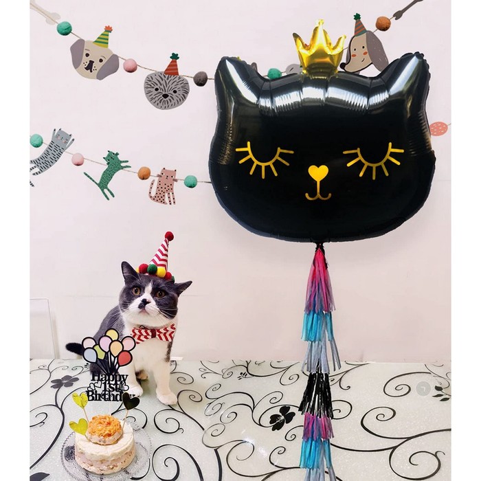 Воздушные шары фольгированные 18" «Кошечка-королева чёрная»
