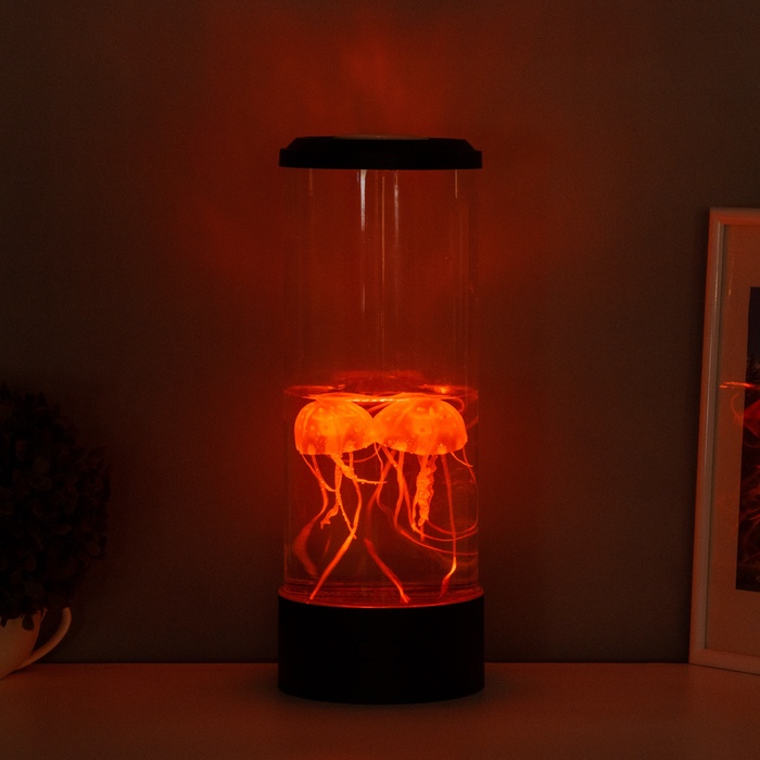 Светильник «Аквариум с медузами» LED RGB 7 Вт USB черный 13.5×13.5×37 см