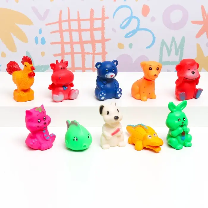 Игрушка-пищалка для купания в ванне «Животные», 10 шт., резиновые, 10 см