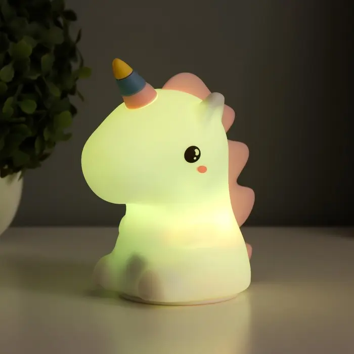 Фигурка светящаяся RISALUX «Единорог», LED-ночник, мякиш, USB, АКБ, белый, 9.5×13×14.5 см