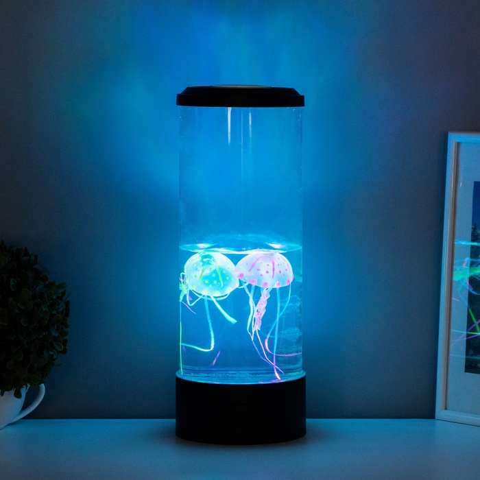 Светильник «Аквариум с медузами» LED RGB 7 Вт USB черный 13.5×13.5×37 см