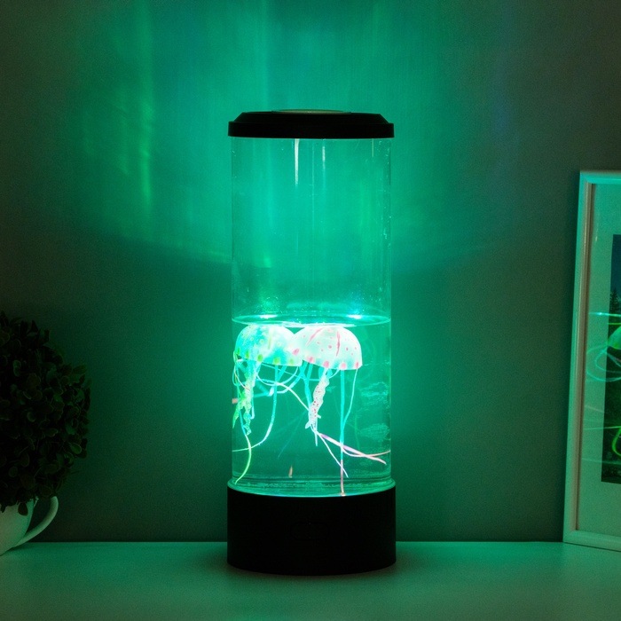 Светильник «Аквариум с медузами» LED RGB 7 Вт USB черный 13.5×13.5×37 см