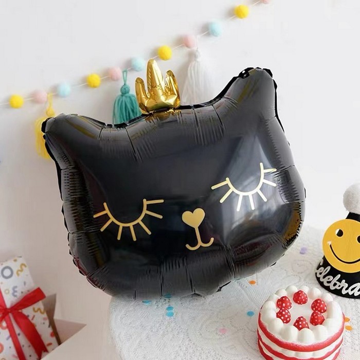 Воздушные шары фольгированные 18" «Кошечка-королева чёрная»