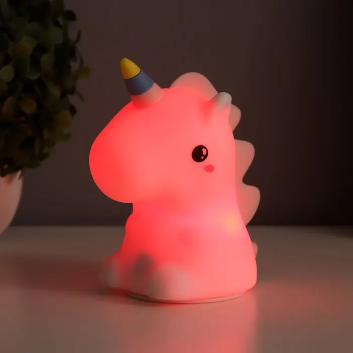 Фигурка светящаяся RISALUX «Единорог», LED-ночник, мякиш, USB, АКБ, белый, 9.5×13×14.5 см