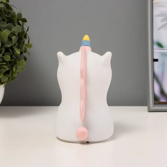 Фигурка светящаяся RISALUX «Единорог», LED-ночник, мякиш, USB, АКБ, белый, 9.5×13×14.5 см