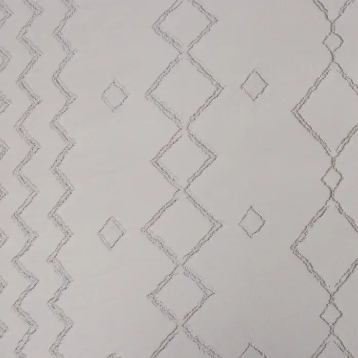 Постельное бельё 1.5 спальное, «Тафтинг орнамент», ручная работа, 143×215 см,150×230 см,50×70 см-2 шт., серое, 110 г/м²